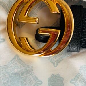 Gucci Black Belt Bag with Gold GG Buckle